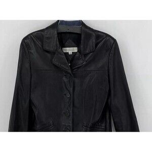 Valerie Stevens Preowned Lambskin Black Leather Jacket  4 button Women Medium